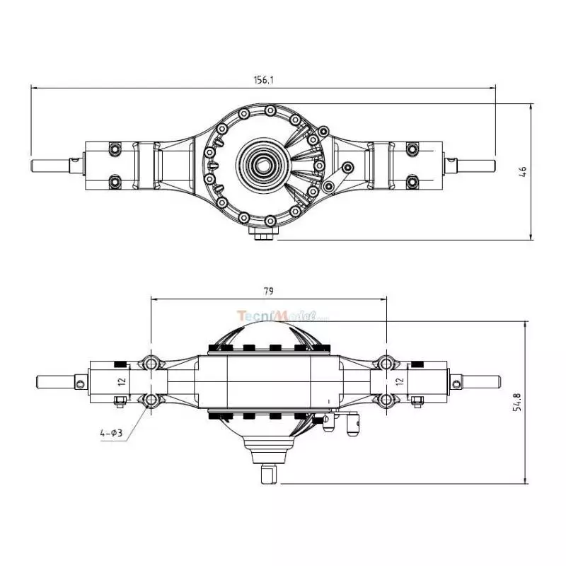 Pont arriere alu avec blocage de diff. pour camion Tamiya