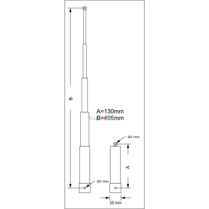 Hydraulic system with telescopic cylinder 130-495mm LESU Y-1509-A-130