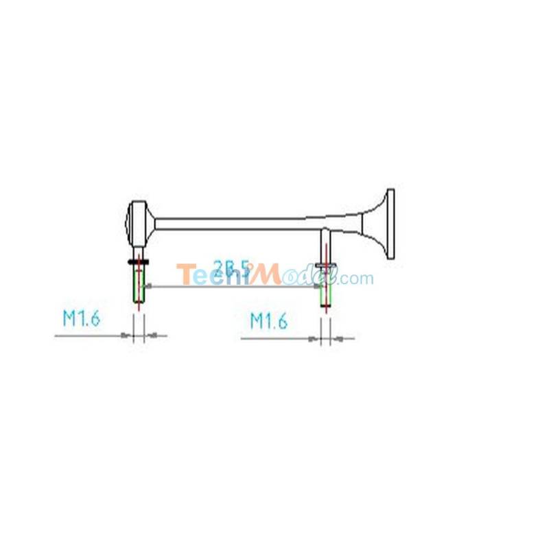 Trompe en métal 41mm LESU G-6126-B-SHORT