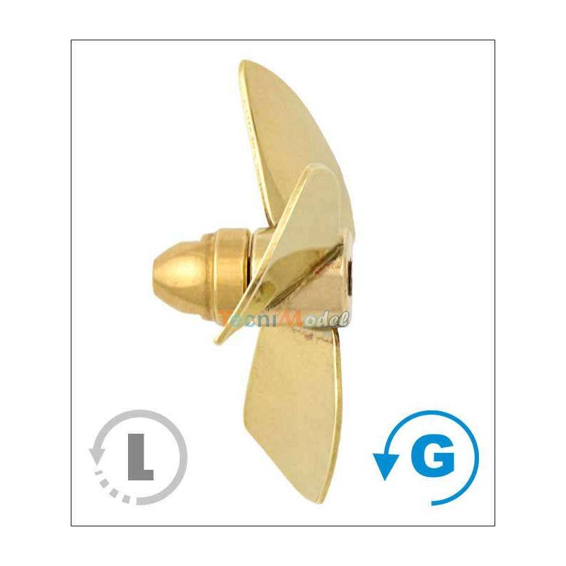 Hélice tripale laiton pour tuyère Ø50mm M4 Gamme 150 Type A Raboesch gauche rb150-12
