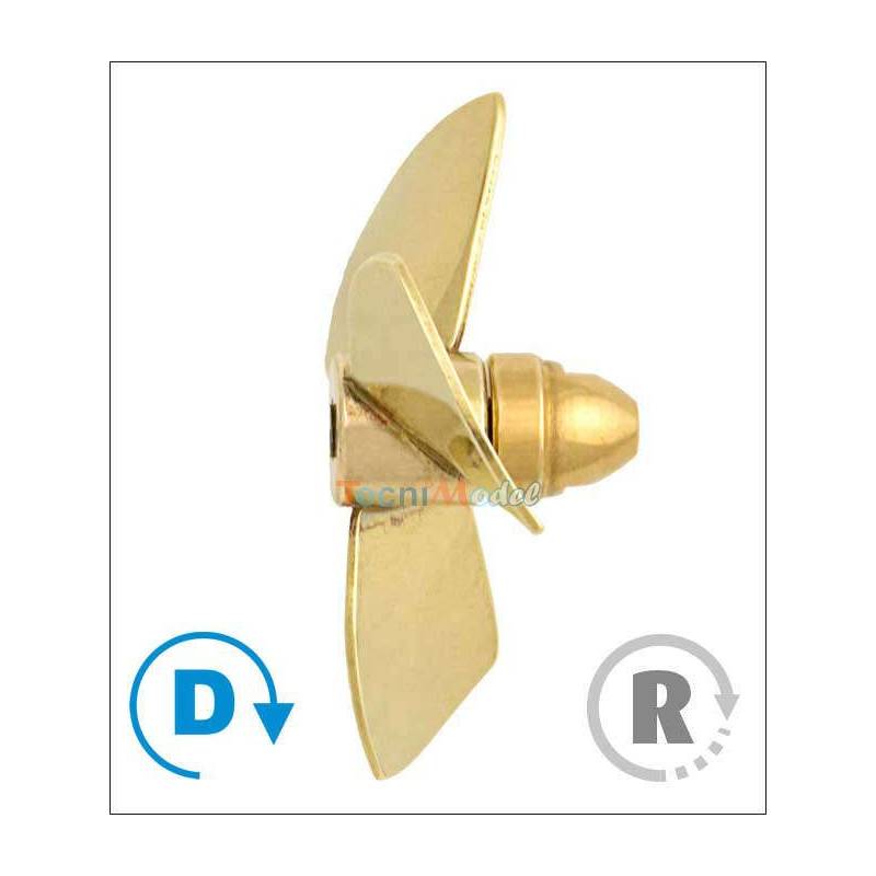 Hélice tripale laiton pour tuyère Ø100mm M5 Gamme 150 Type A Raboesch droite rb150-23