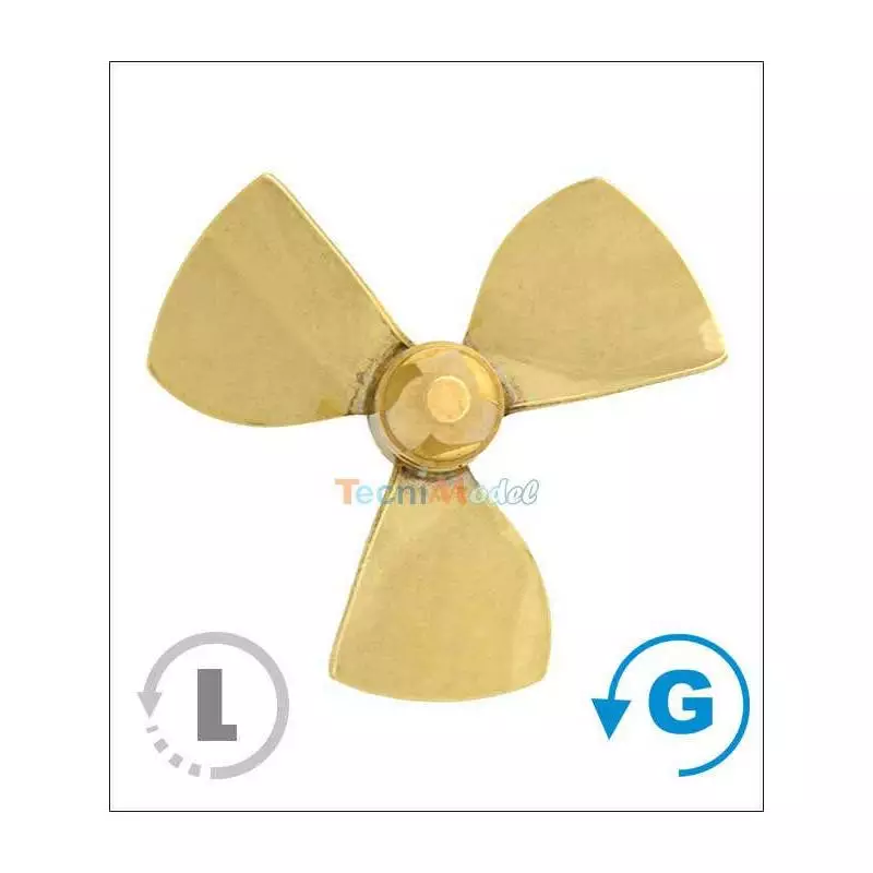 Hélice tripale laiton pour tuyère Ø60mm M5 Gamme 150 Type A Raboesch gauche rb150-16