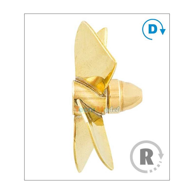 Hélice 4 pales laiton pour tuyère Ø80mm M5 Gamme 149 Type A Raboesch droite rb149-15