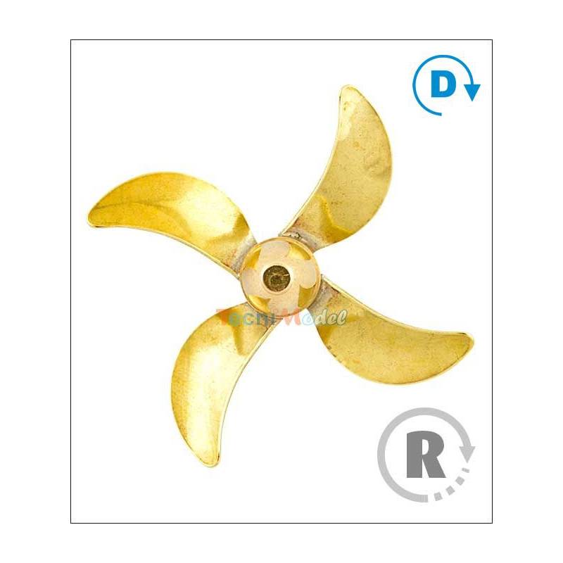Hélice 4 pales laiton Ø60mm M4 gamme 158 type B Raboesch Droite rb158-13