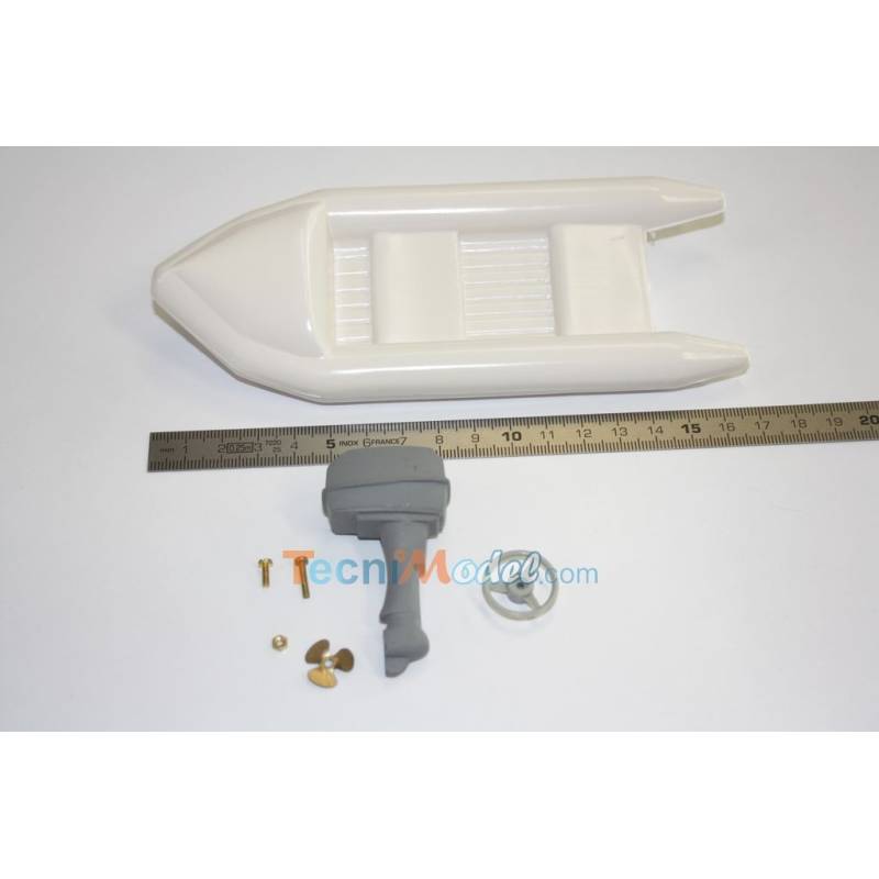 Canot pneu. avec moteur factice