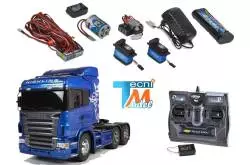 Complete set Blue Scania R620 Tamiya Truck + Truck-Set Carson