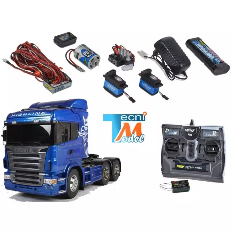 Complete set Blue Scania R620 Tamiya Truck + Truck-Set Carson