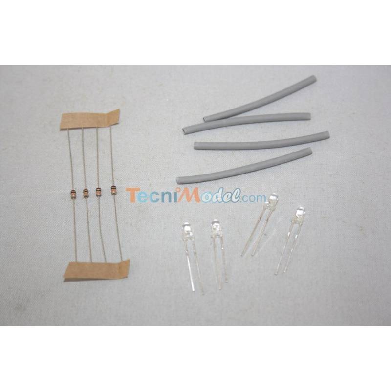 4 Leds 3mm green 6v-7,2v medium brightness
