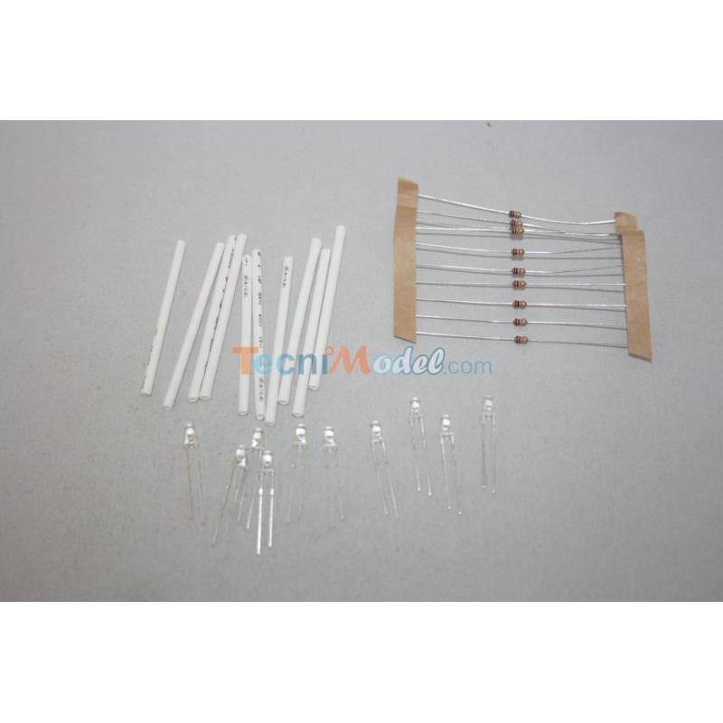 Kit 10 Leds 3mm bleu luminosité forte 6v - 7.2v