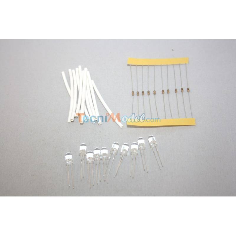 Kit 10 Leds 5mm bleu luminosité forte 6v - 7.2v