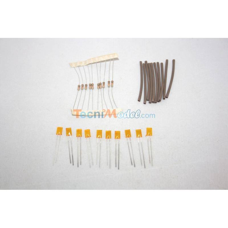 Kit of 10 rectangular LEDs 2x3mm 6v-7.2v orange