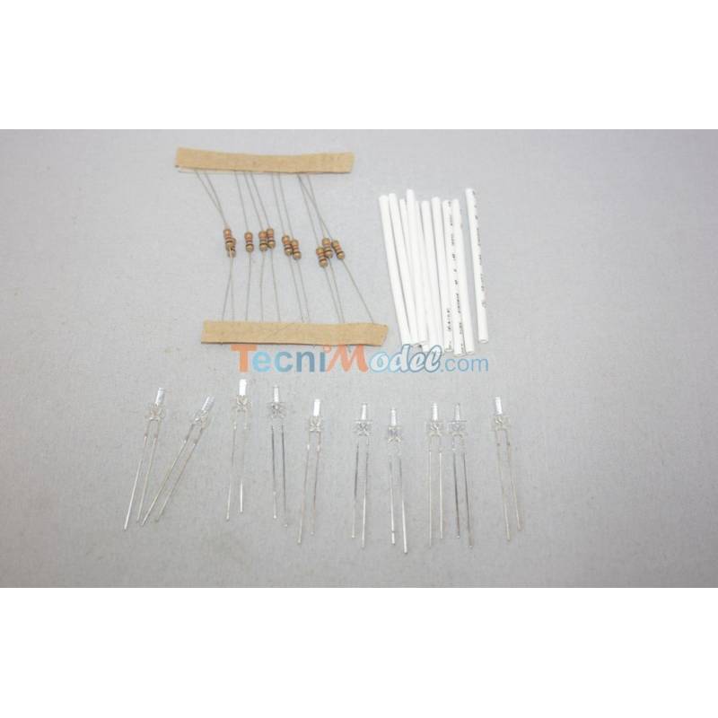Kit of 10 green diffusing 2mm cannon LEDs 6v/7.2v