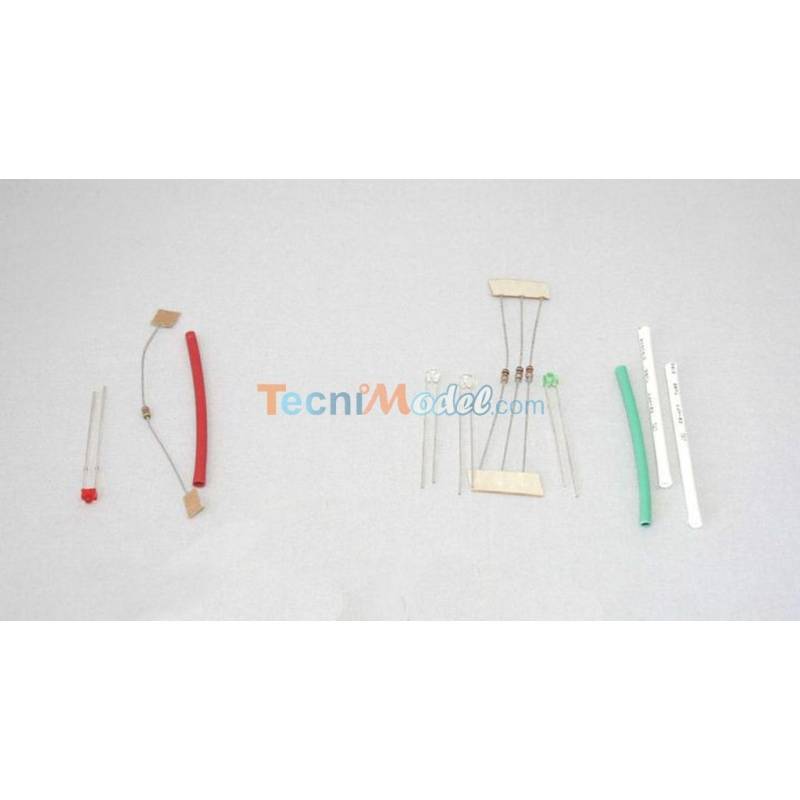 Kit leds 1.8mm feux de position 12v 1 rouge. 1 verte. 2 blanches