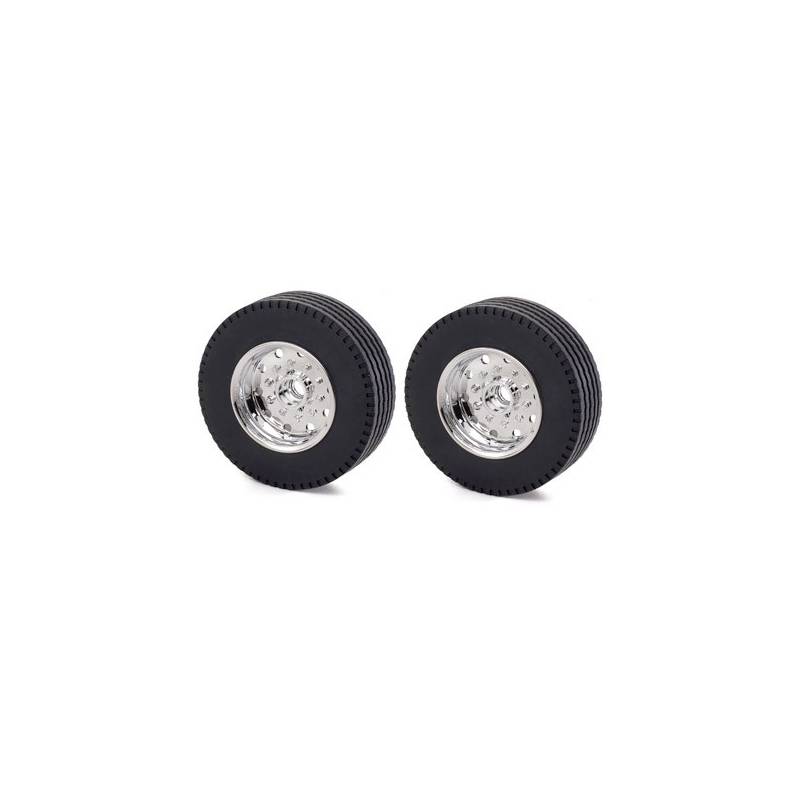 2 Jantes larges chromées pour remorques US Tamiya Ref Carson 500907053