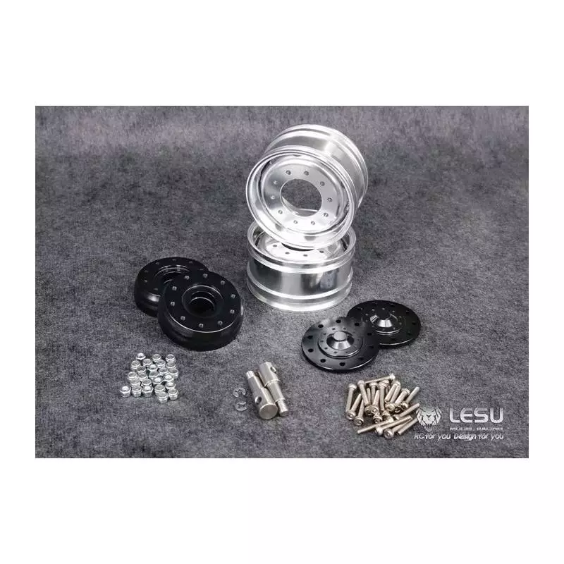Pair of LESU wide front aluminium wheels for axle Tamiya LESU W-2017-2-tamiya