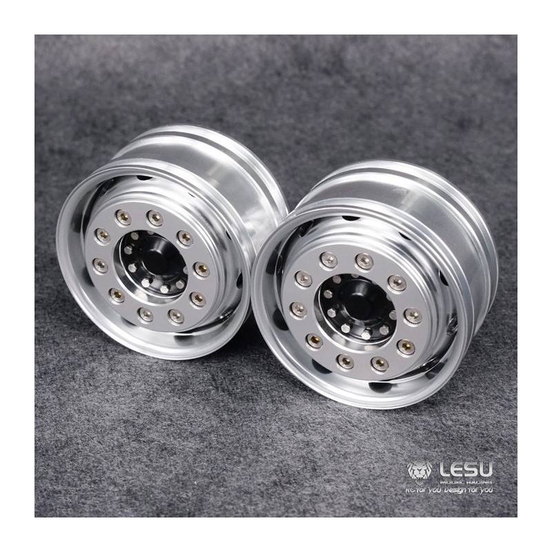 Pair of LESU wide front aluminium wheels for axle Tamiya - LESU W-2017-1-tamiya