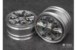 Pair of wide front aluminium rims with "Trilex" design, for hexagons, by LESU
