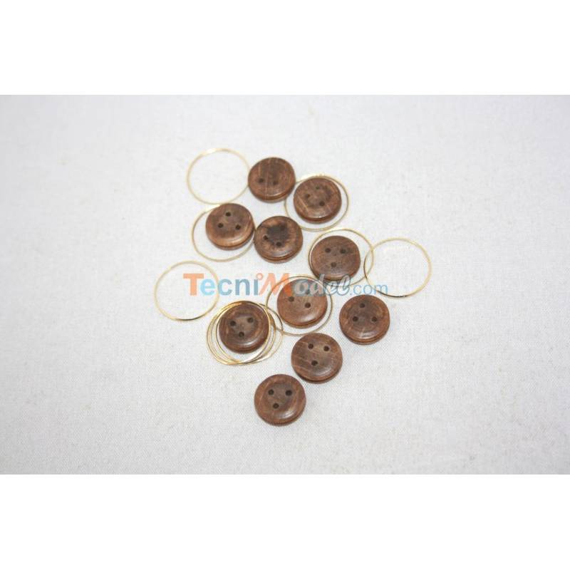 10 Caps De Mouton Ø12mm en bois brun avec attache AERONAUT 528142