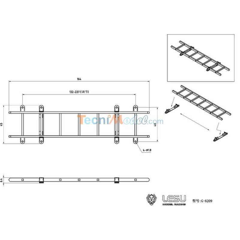 Échelle en métal avec supports pour modèles réduits au 1/14 - LESU G-6209