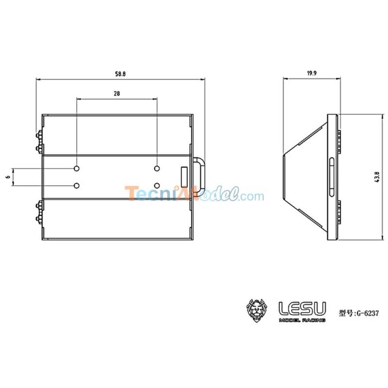 Caisse à outils pour garde-boue pour camion rc 1/14 LESU G-6237