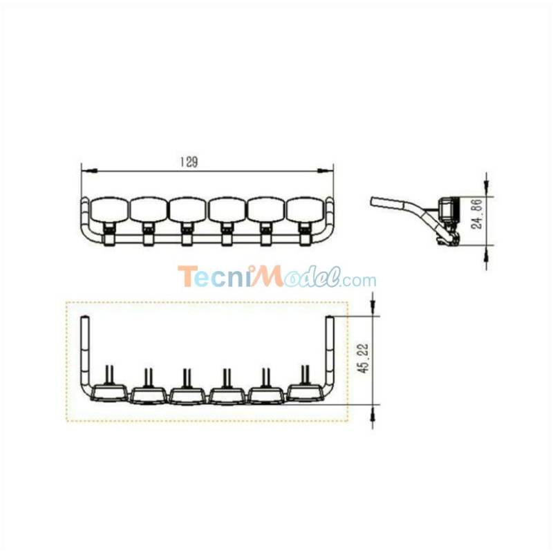 Light bar for MAN TGX Tamiya 1/14 in polished stainless steel - LESU S-1249-B