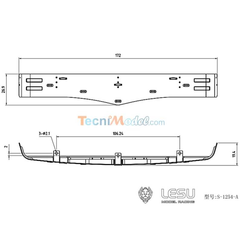 Stainless steel visor with lights for Scania 1/14 - LESU S-1254-A