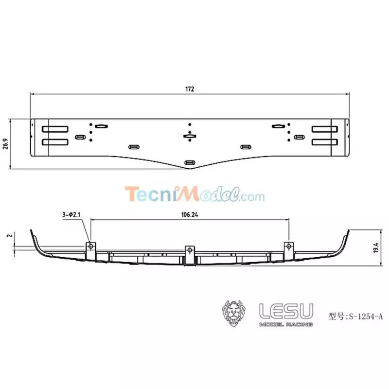 Visière en Inox avec feux pour Scania R470 / R620 Tamiya 1/14 - LESU S-1254-A