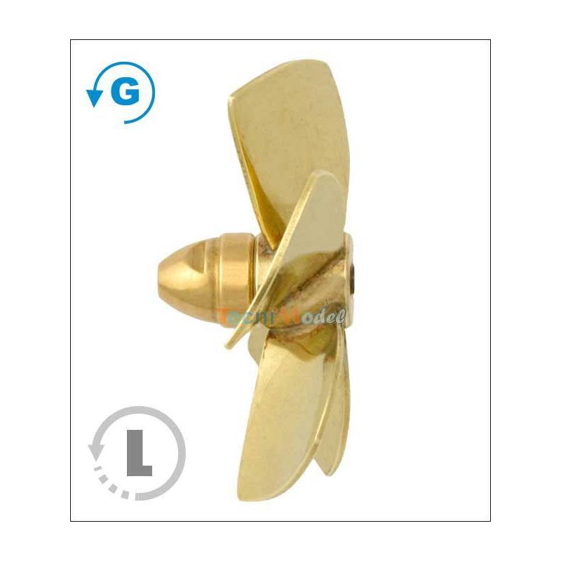 Hélice 5 pales laiton pour tuyère Ø45mm M4 Gamme 151 Type A Raboesch gauche rb151-10