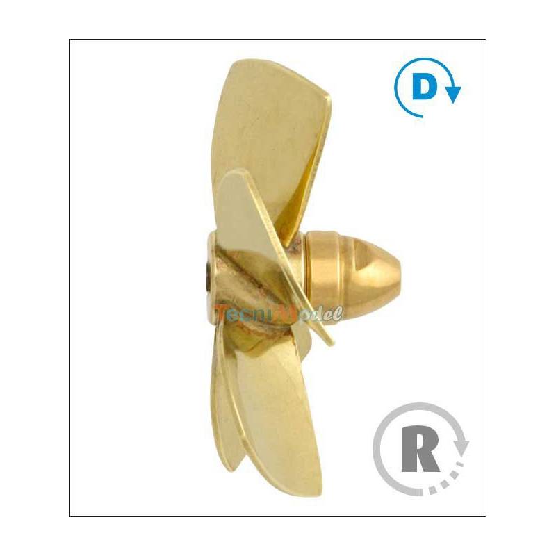Hélice 5 pales laiton pour tuyère Ø50mm M4 Gamme 151 Type A Raboesch droite rb151-11