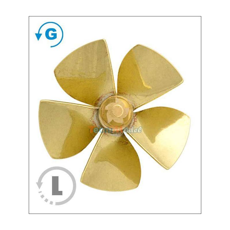 Hélice laiton 5 pales M5 90mm Gauche pour tuyère