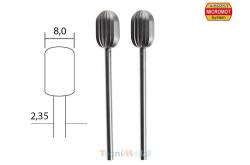 Fraise embout en acier wolfram-vanadium axe 2,35 mm par 2