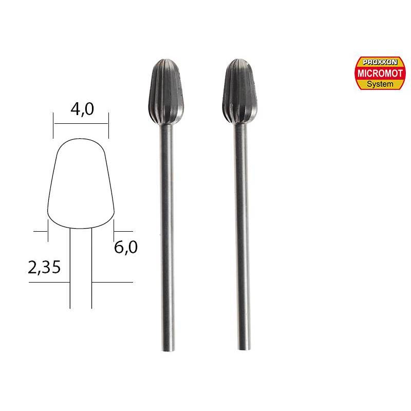 Fraise embout en acier wolfram-vanadium axe 2,35 mm par 2