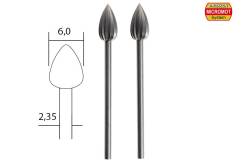 Fraise embout en acier wolfram-vanadium axe 2,35 mm par 2