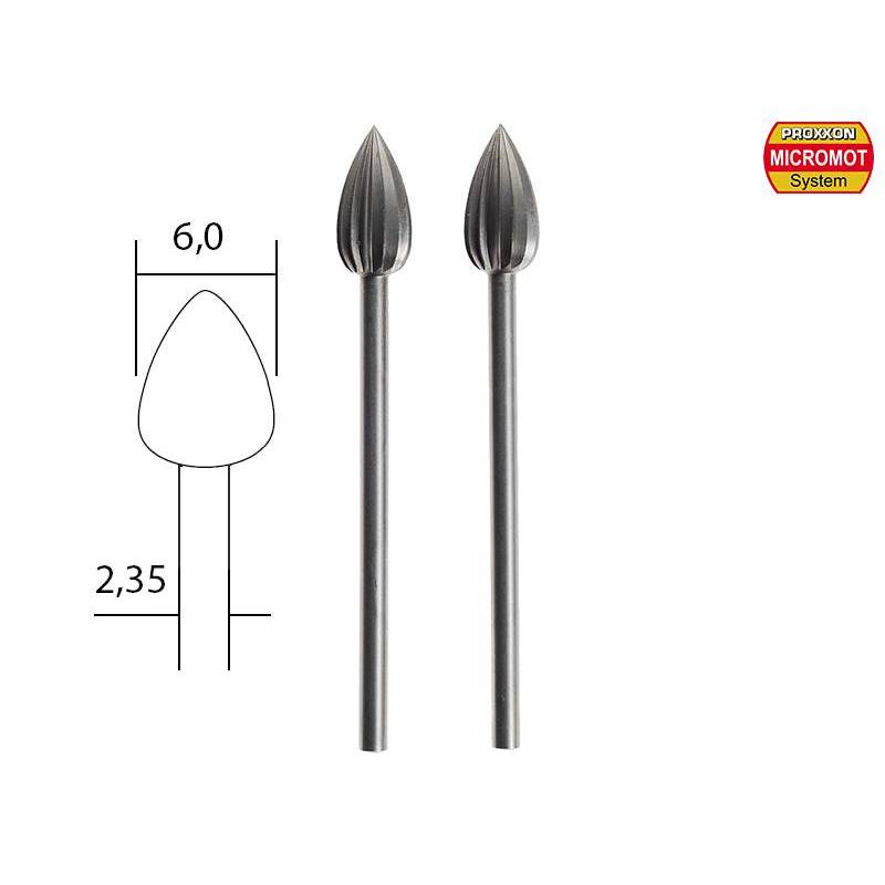 Fraise embout en acier wolfram-vanadium axe 2,35 mm par 2