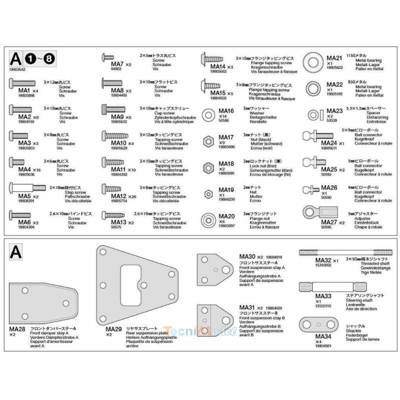 Sachat de pièces A pour Volvo 56360 TAMIYA 9403642