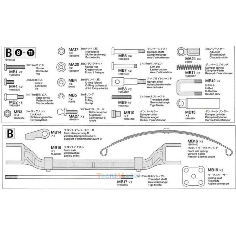 Tamiya B Metal Parts bag for Arocs 3348 / Volvo FH16 - TAMIYA 9403485