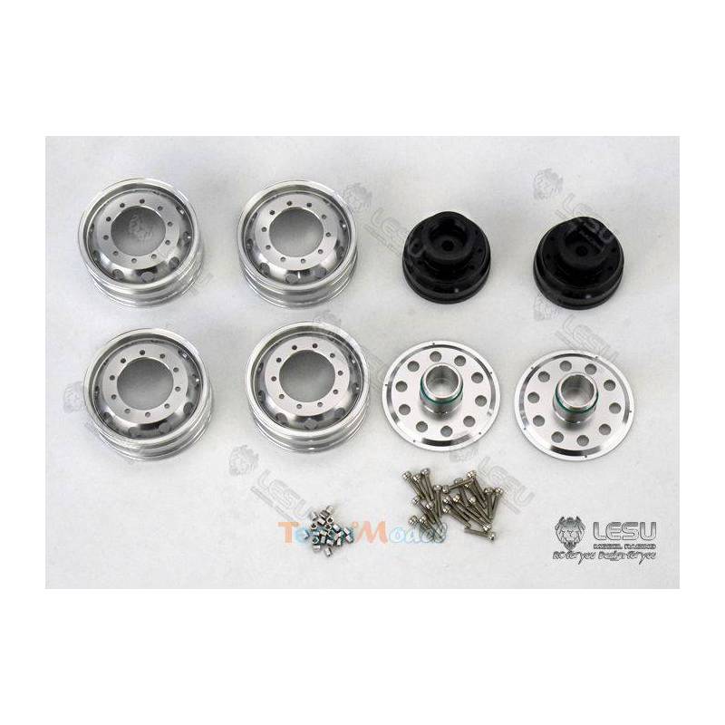 Pair of twin aluminum rims for Mercedes 1/14 RC Trucks by LESU