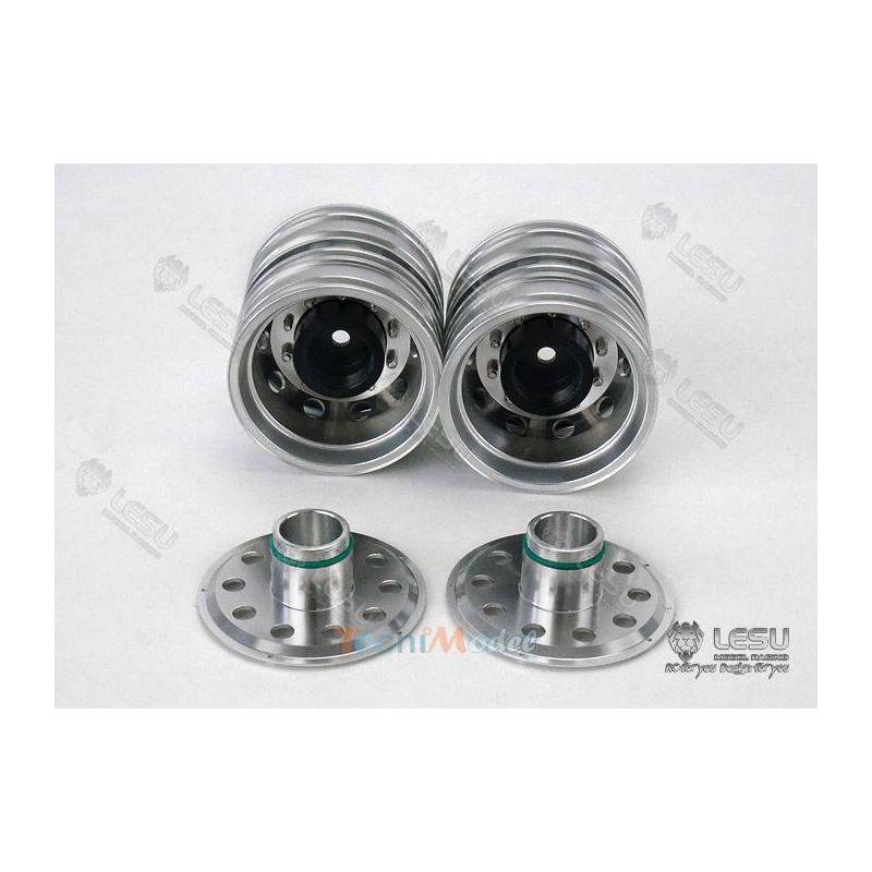 Pair of twin aluminum rims for Mercedes 1/14 RC Trucks by LESU