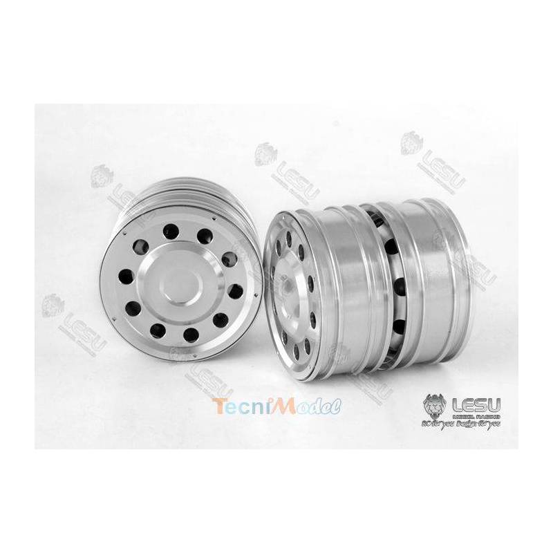 Pair of twin aluminum rims for Mercedes 1/14 RC Trucks by LESU