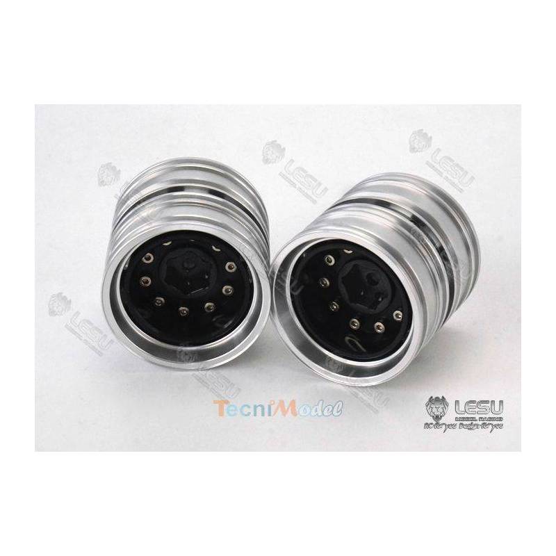 Pair of twin aluminum rims for Mercedes 1/14 RC Trucks by LESU