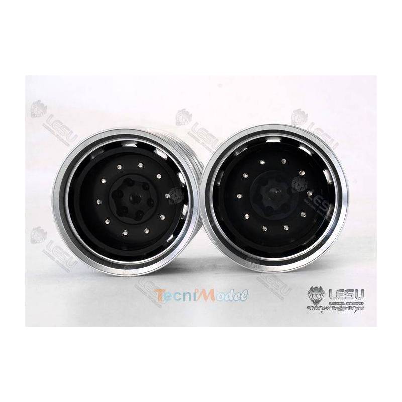 Pair of twin rims for a Volvo 1/14 radio-controlled truck by LESU