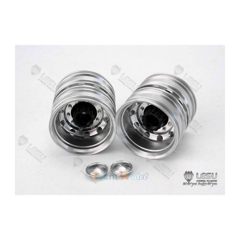 Pair of twin rims for a Volvo 1/14 radio-controlled truck by LESU