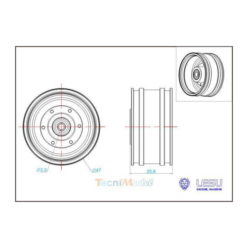 Jantes alu avant larges LESU pour roulements - LESU W-2049-A
