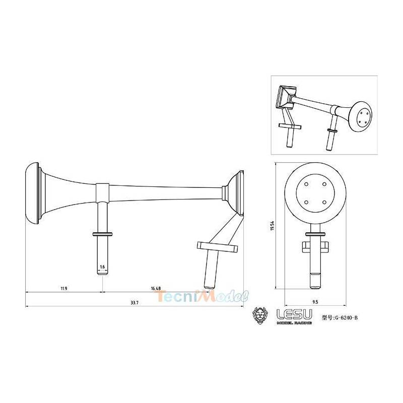 Trompe pour Volvo FH 1/14 (modèle B)
