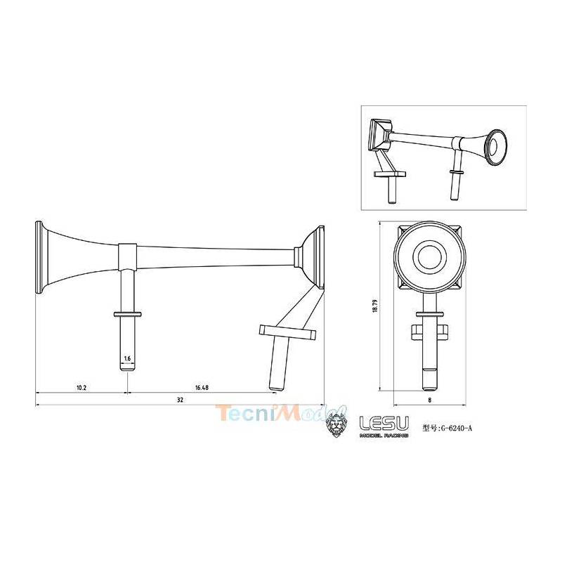 Paire de Trompes pour Volvo FH 1/14 (modèle A) en métal