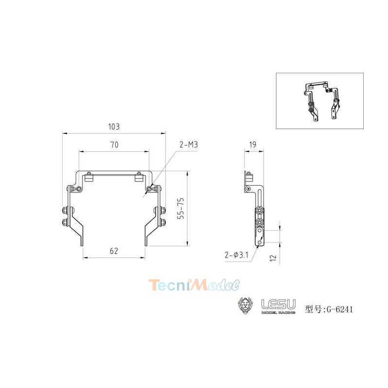 Articulation de cabine pour Volvo FH16 Tamiya 1/14 - LESU G-6241