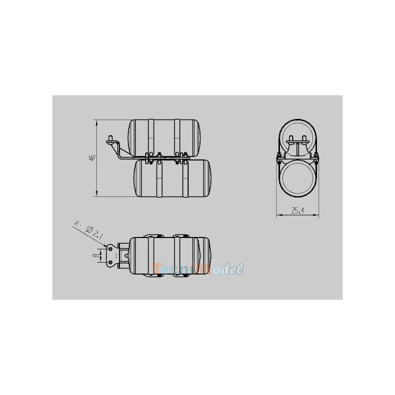 Stainless steel air tanks for 1/14 RC Truck Arocs 3348 - LESU G-6157