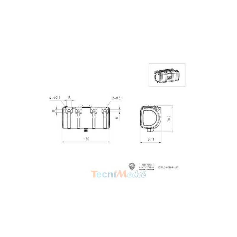 Stainless steel tank 130mm with step for Volvo 1/14 Radio-Controlled Truck