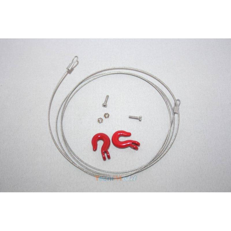 1 80cm steel cable + 2 red metal hooks