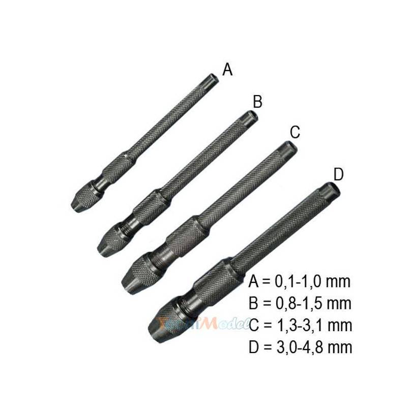 Set of 4 Pin Vice for drills from 1mm to 4.8mm